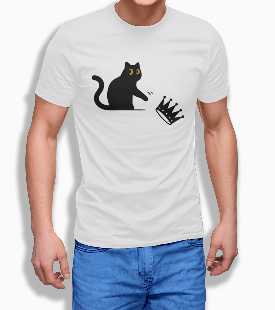 No Kings Cat 2026 Meme Black Cat And Crown T-Shirt