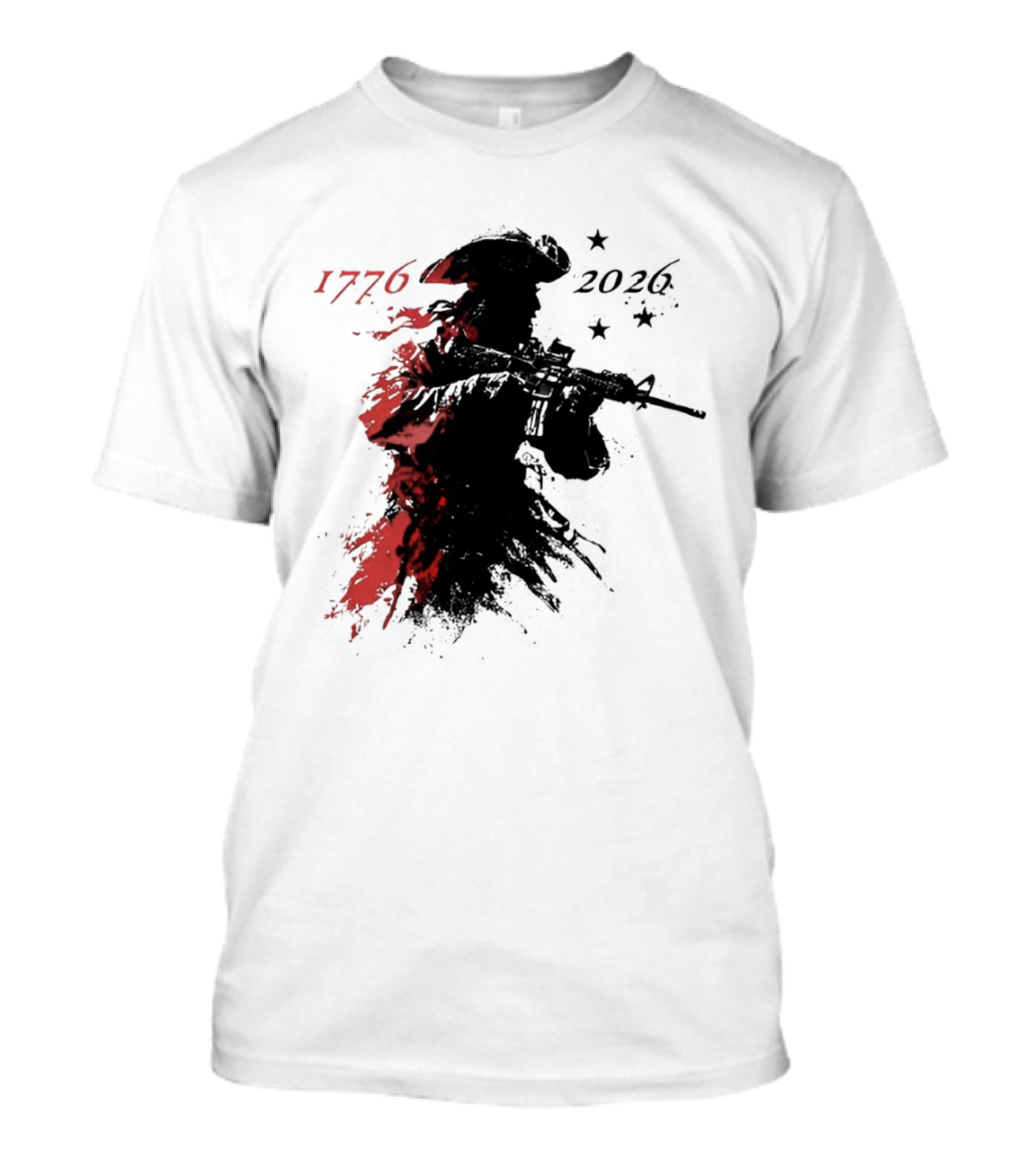 Patriotic Soldier 1776 2026 Black And Blood Rifle Painting T-Shirt
