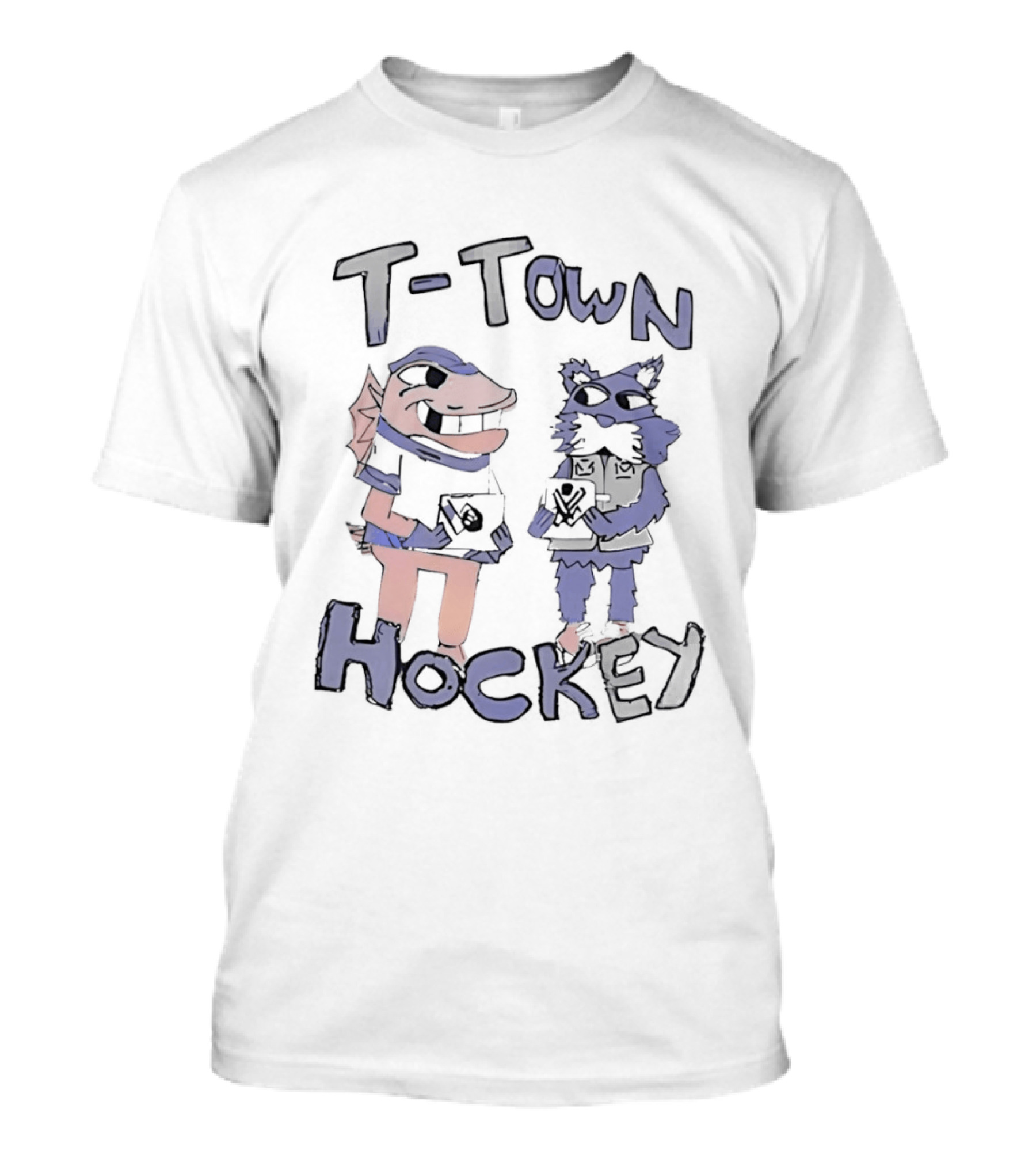T Town Hockey Cartoon With Playful Animal Characters T-Shirt