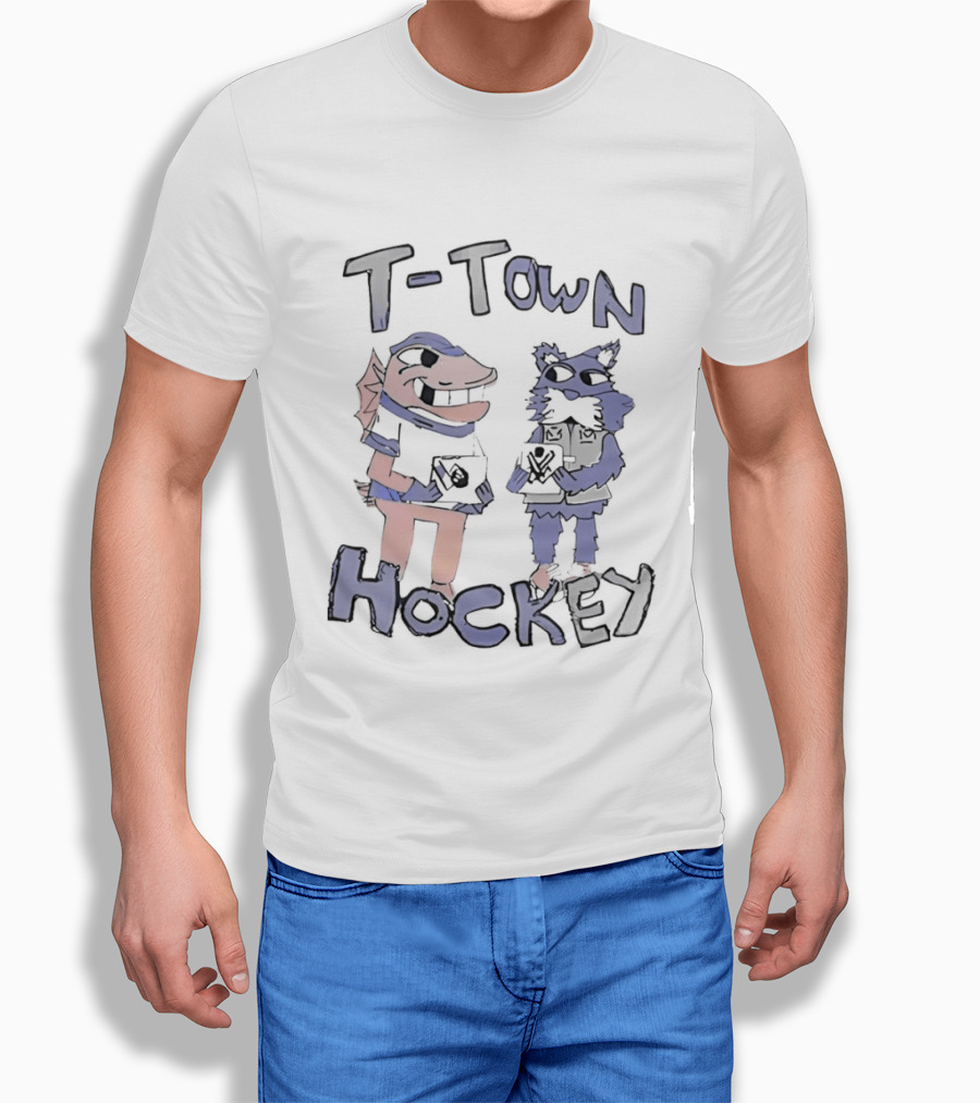 T Town Hockey Cartoon With Playful Animal Characters T-Shirt