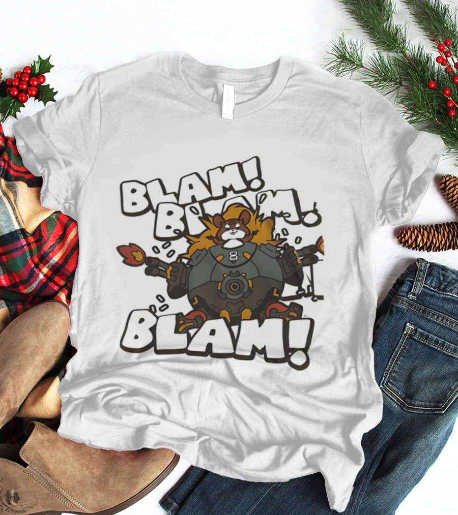 Wrecking Ball Blam Blam Blam Over Hamster Mech Action T-Shirt