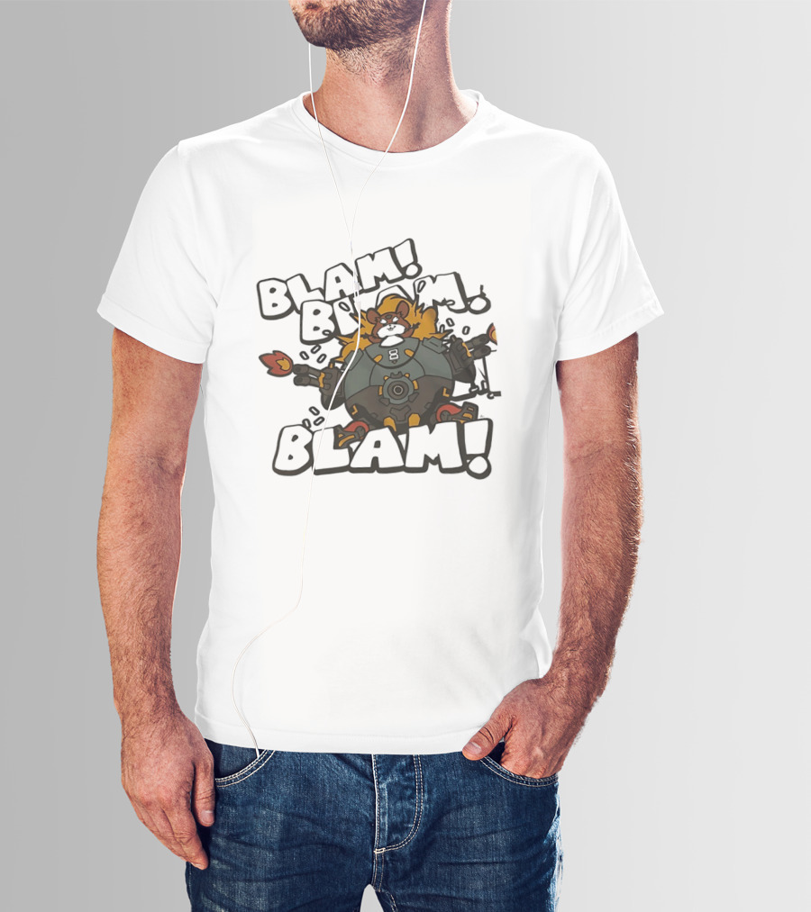 Wrecking Ball Blam Blam Blam Over Hamster Mech Action T-Shirt