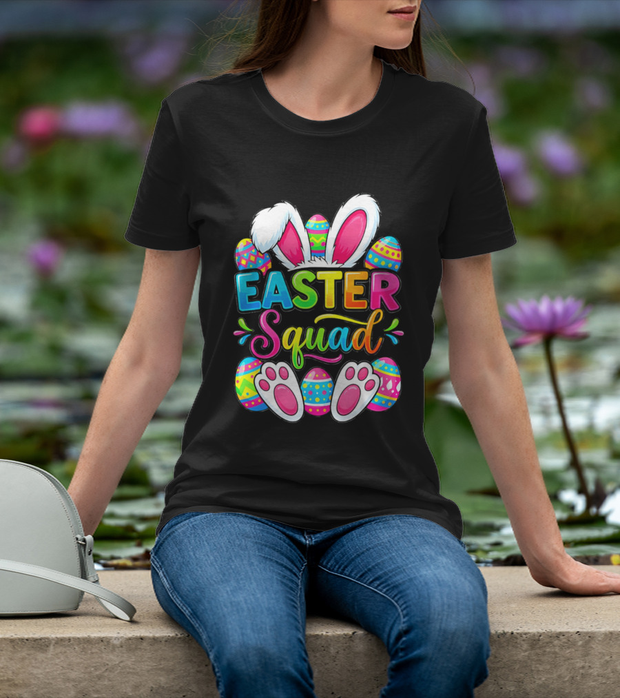 Easter Squad Bunny Ears Colorful Egg Hunt Matching Family 2026 T-Shirt
