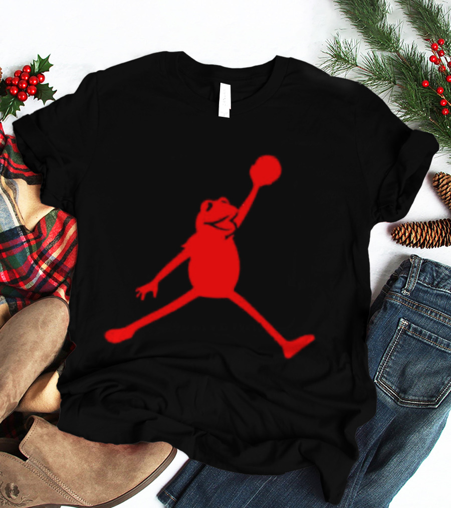 Jordan Frogs Jump Dunkman Kermit Parody Red T-Shirt