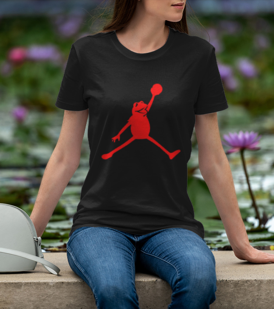 Jordan Frogs Jump Dunkman Kermit Parody Red T-Shirt