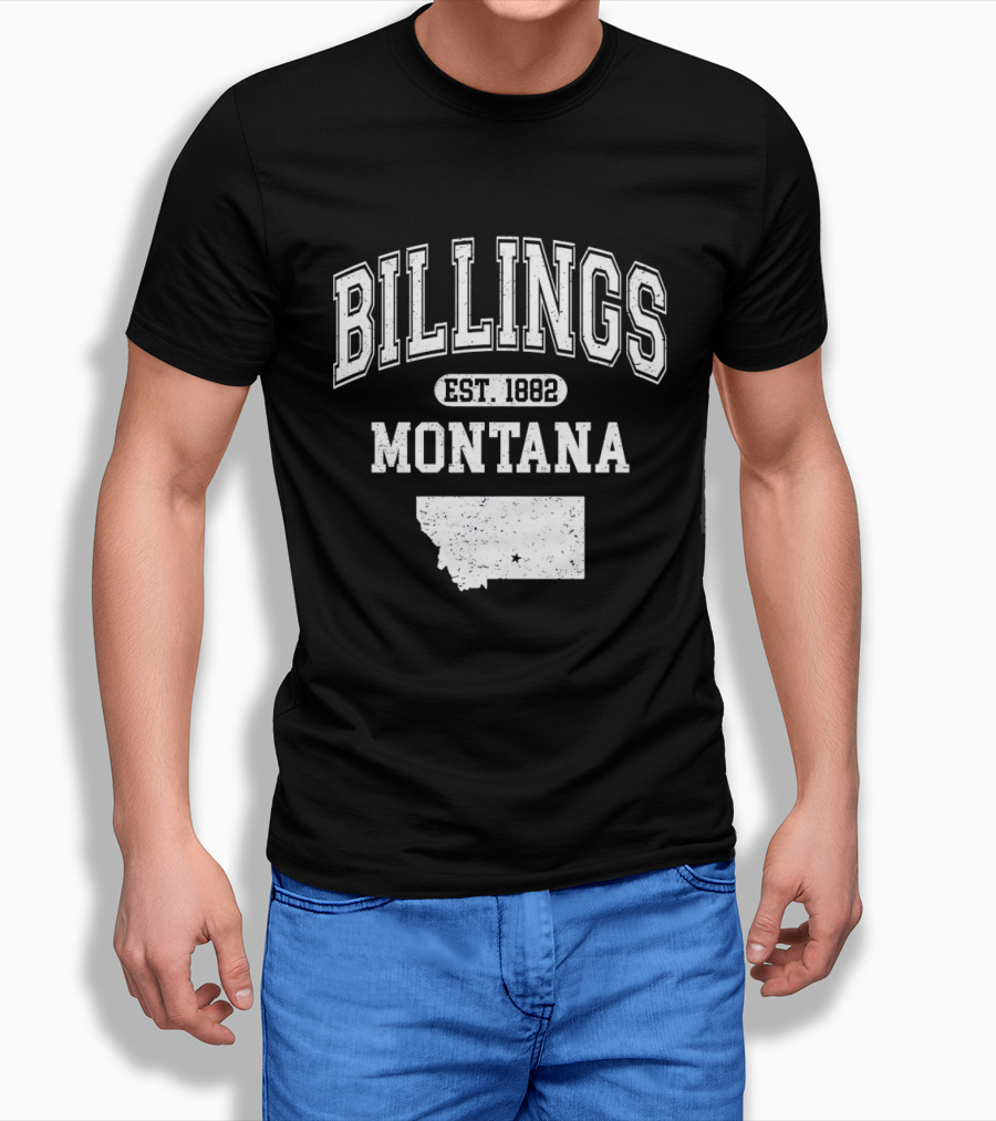 Billings Montana Est 1882 Varsity With State Map T-Shirt