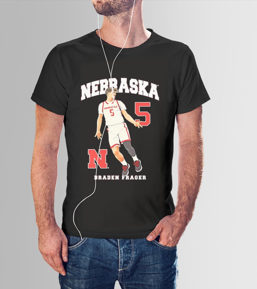 Braden Frager Nebraska Cornhuskers Basketball Number 5 N T-Shirt