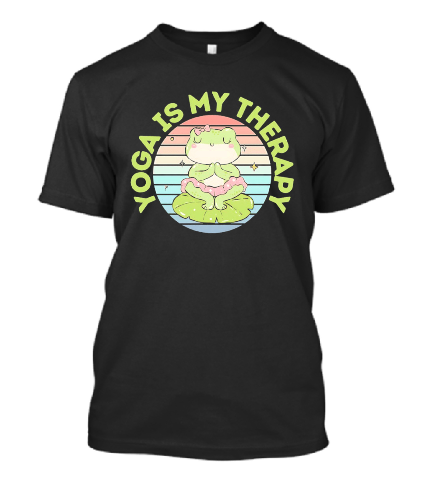 Frog Yoga Is My Therapy Cute Pastel Lotus Pose T-Shirt