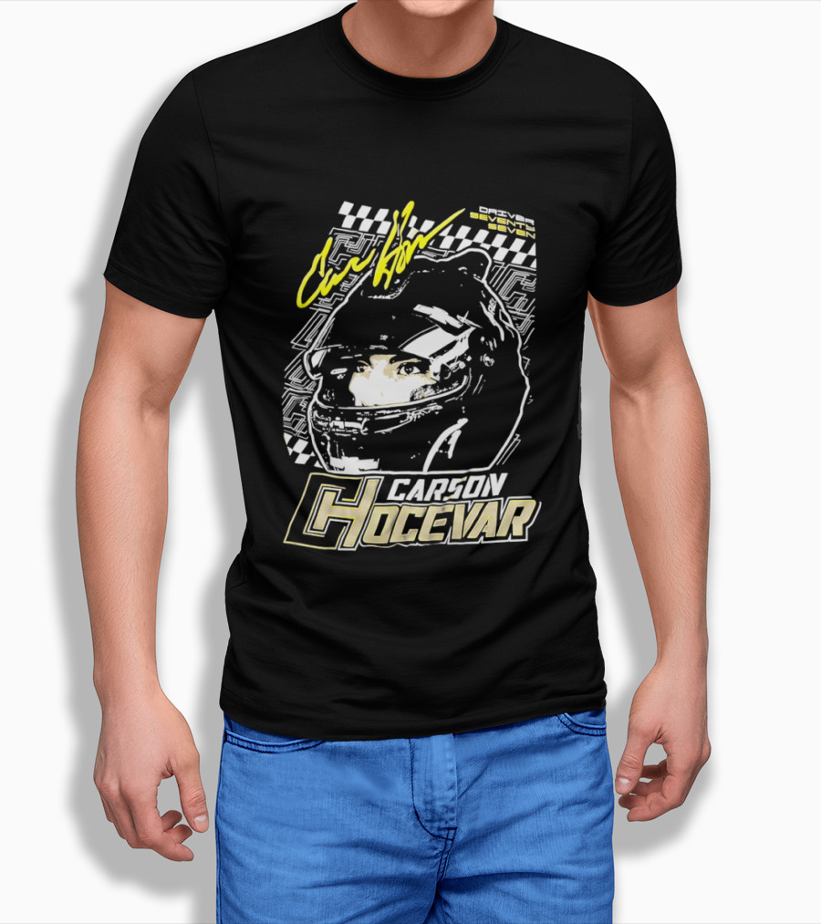 Carson Hocevar Signature Racing Helmet Image Checkered Flag Spire Motorsports 77 T-Shirt