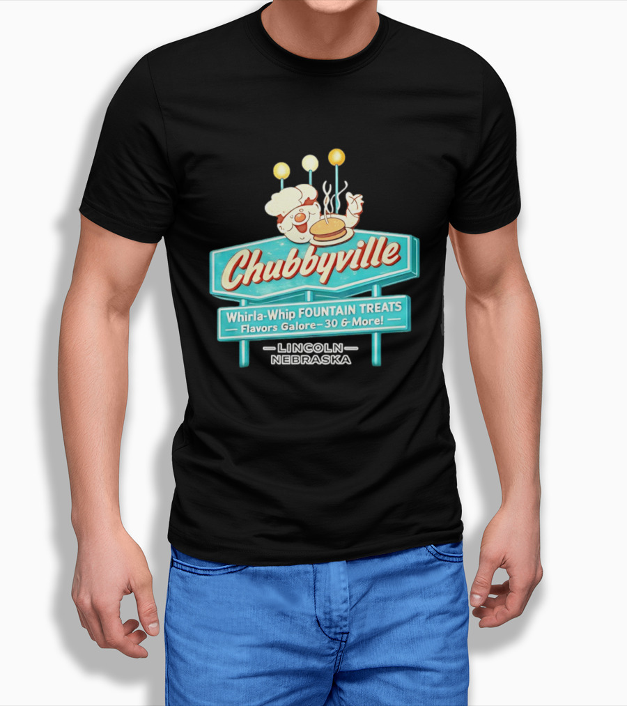 Chubbyville Whirla Whip Fountain Treats Flavors Galore 30 & More Lincoln Nebraska T-Shirt