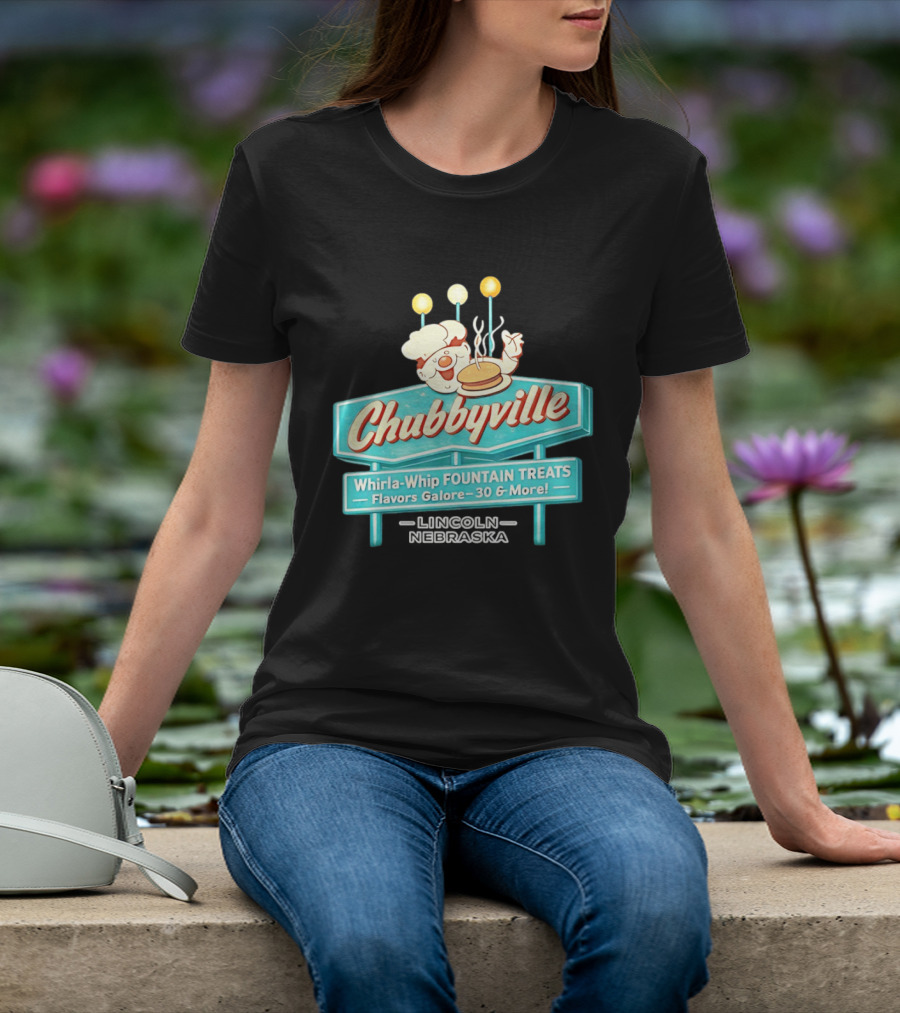 Chubbyville Whirla Whip Fountain Treats Flavors Galore 30 & More Lincoln Nebraska T-Shirt