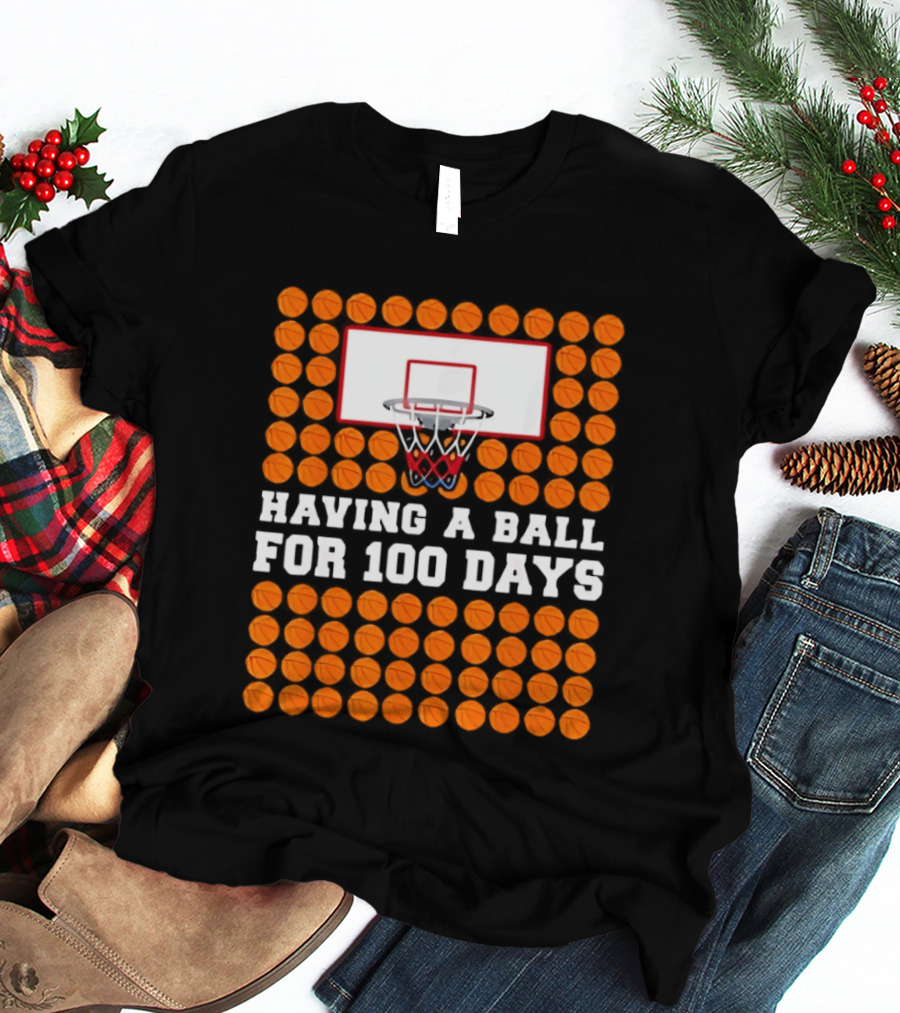 100 Days Of School Basketball Fun 100th Day Balls T-Shirt