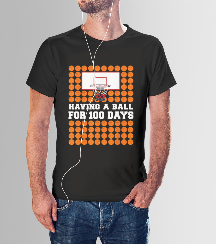 100 Days Of School Basketball Fun 100th Day Balls T-Shirt