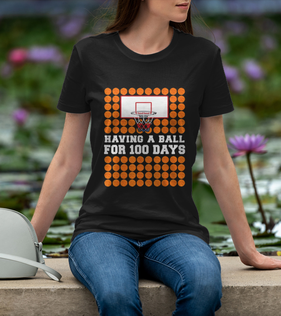 100 Days Of School Basketball Fun 100th Day Balls T-Shirt