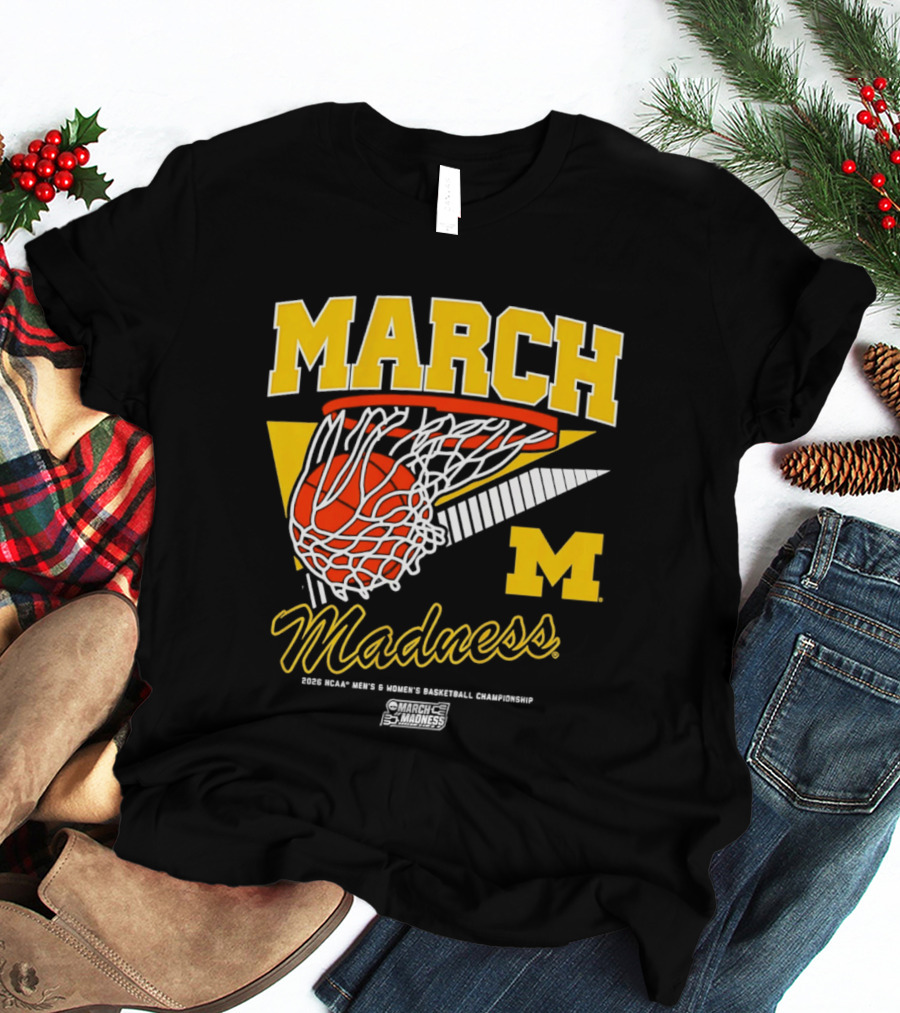 Michigan Wolverines March Madness MBB & WBB 2026 Basketball Championship Swish T-Shirt