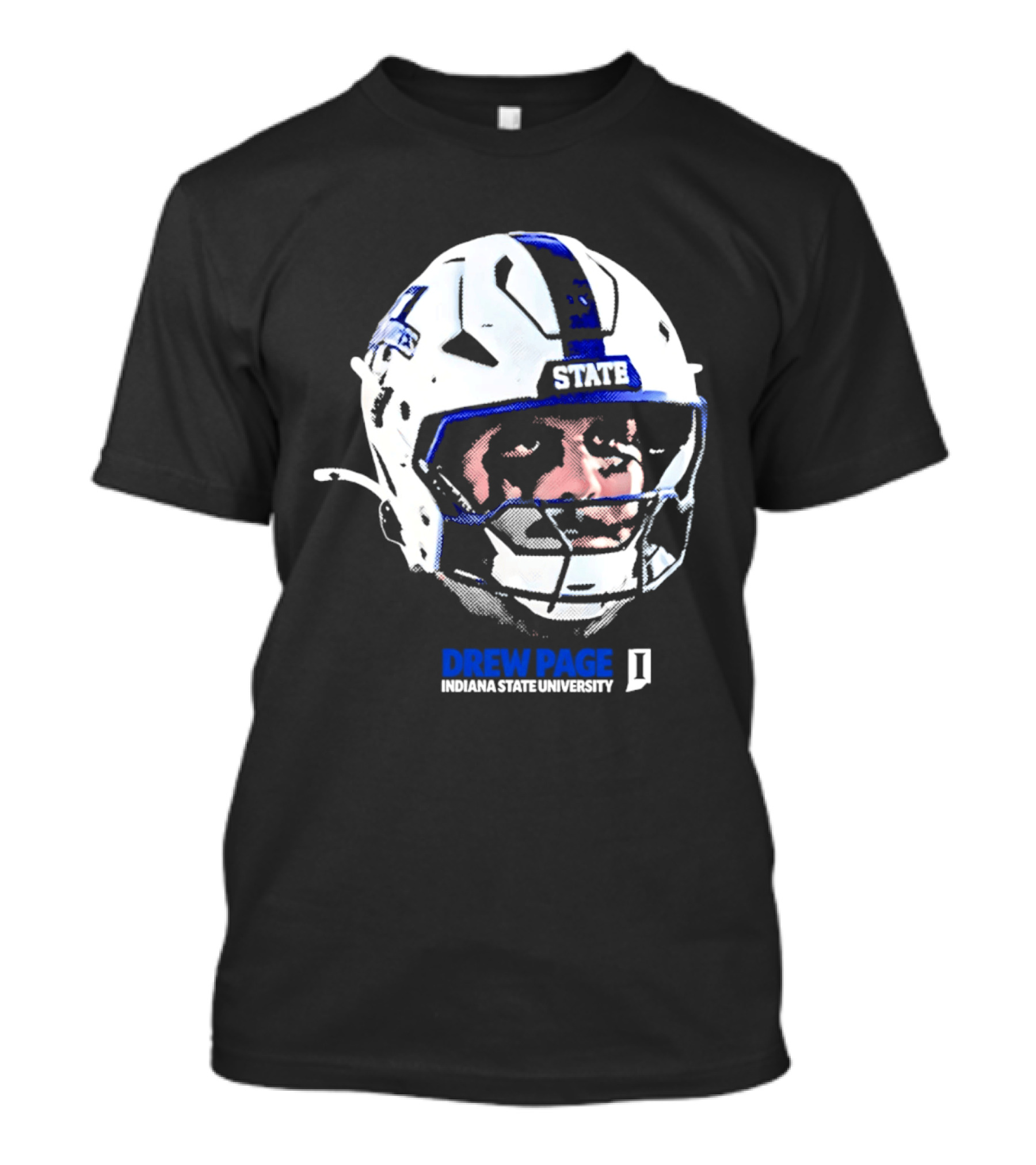 Drew Page Indiana State University Football Helmet Big Head T-Shirt