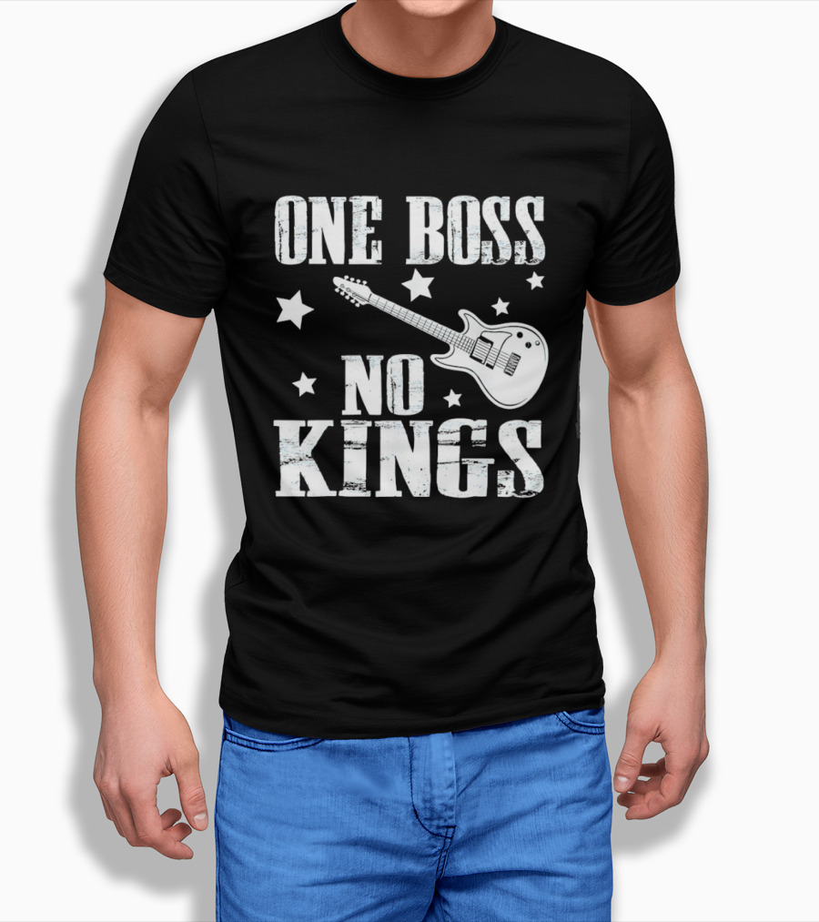 One Boss No Kings Guitar And Stars Political Freedom Monarchy T-Shirt