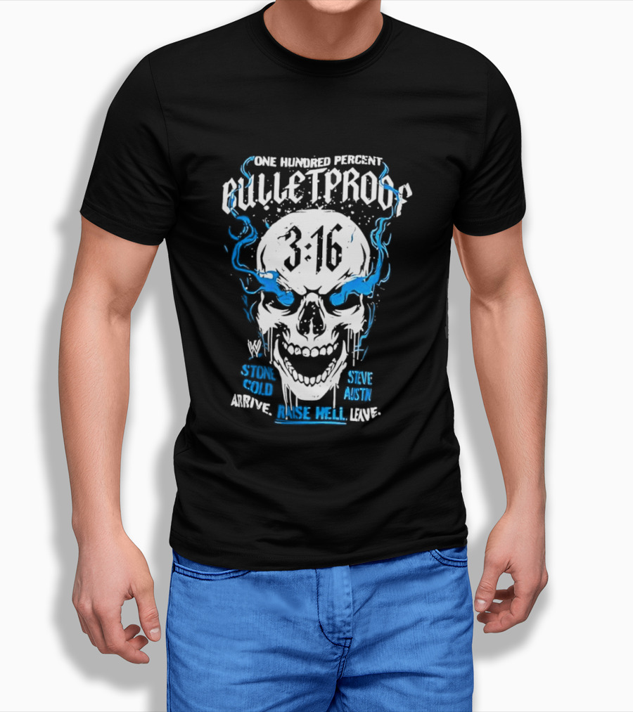 Stone Cold Steve Austin 3:16 One Hundred Percent Bulletproof Skull T-Shirt