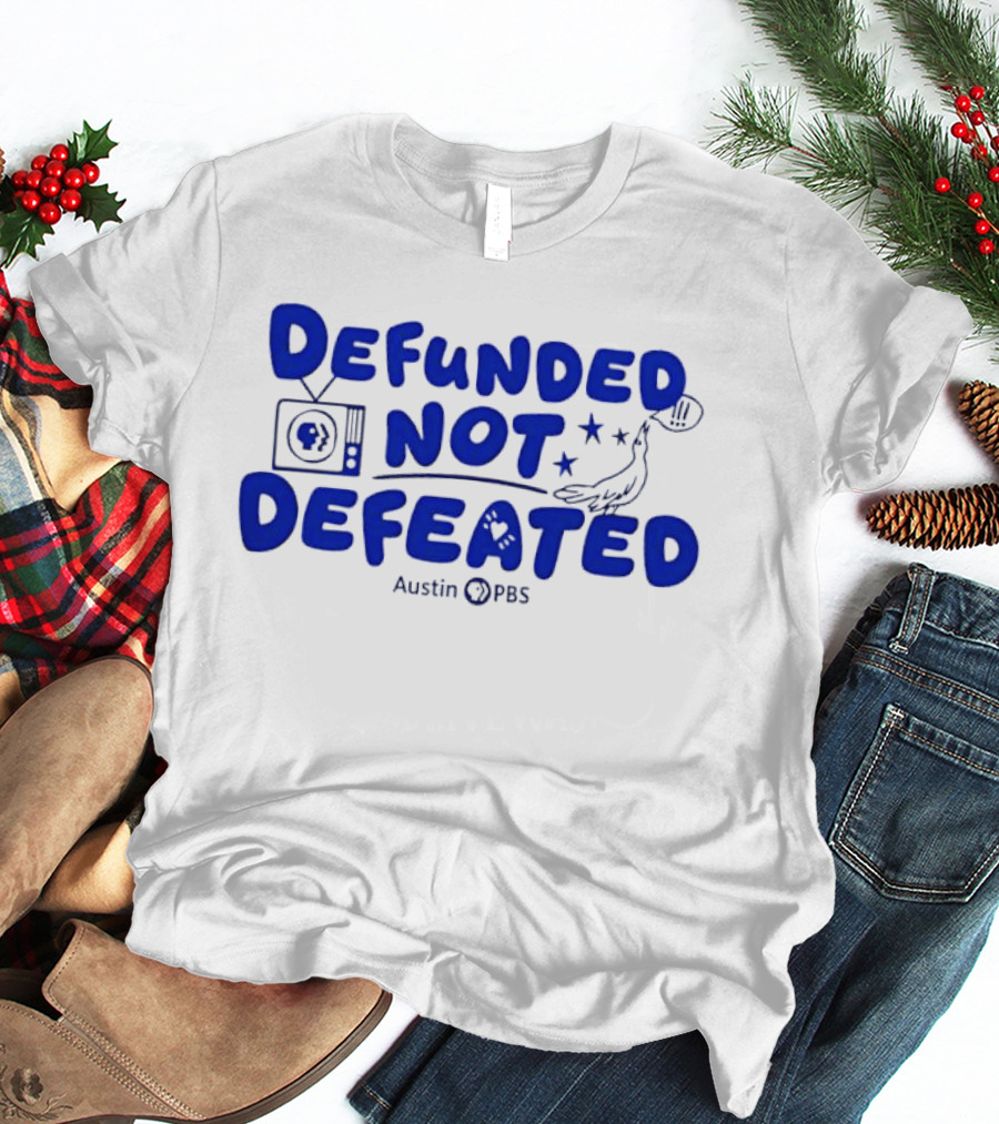 Defunded Not Defeated Austin PBS Vintage Television And Bird T-Shirt
