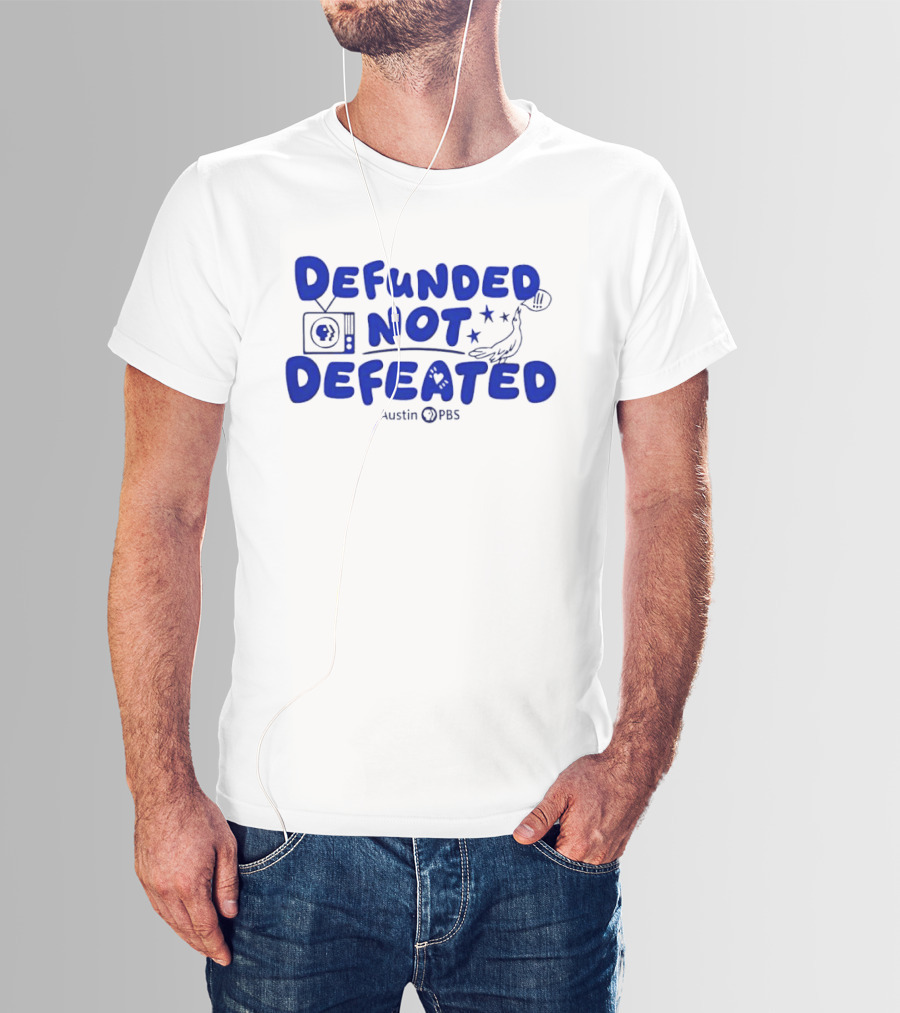 Defunded Not Defeated Austin PBS Vintage Television And Bird T-Shirt