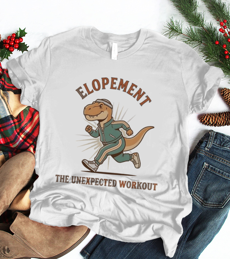 Elopement The Unexpected Workout Dinosaur Running Awareness Of Autism T-Shirt