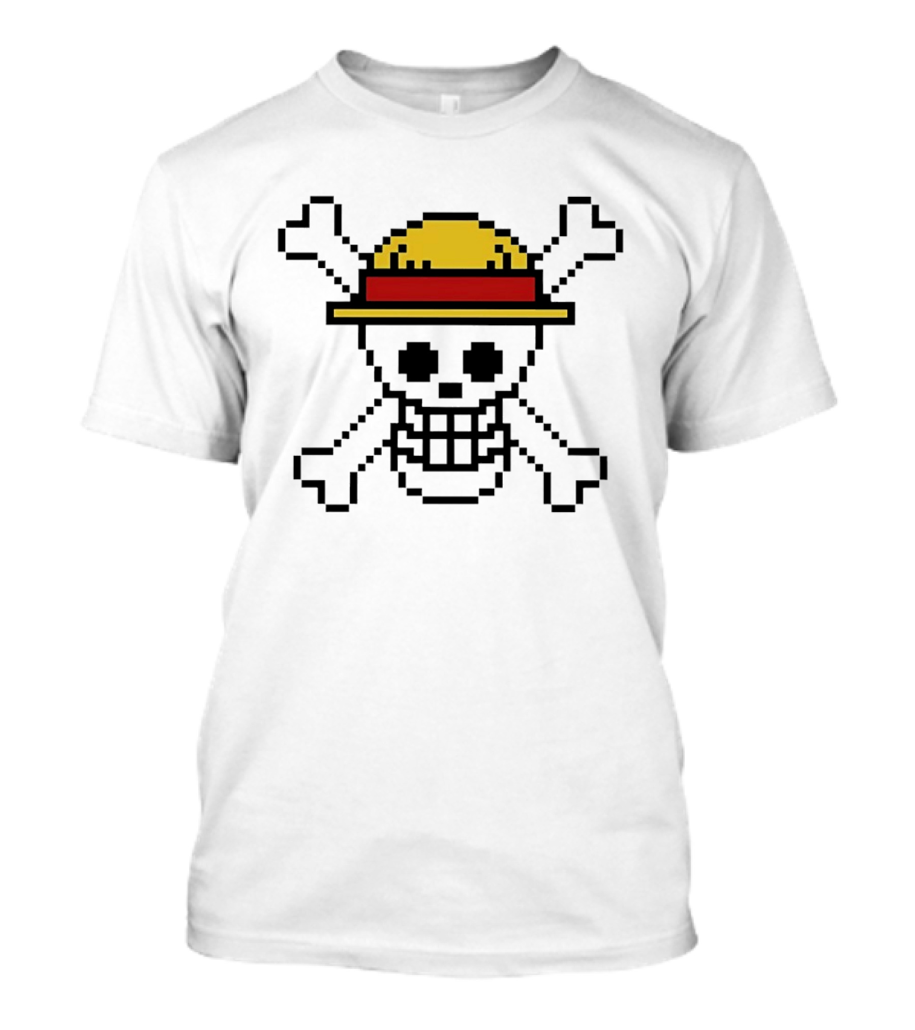 Jolly Roger Pixel Art One Piece Luffy Hat Crossbones T-Shirt