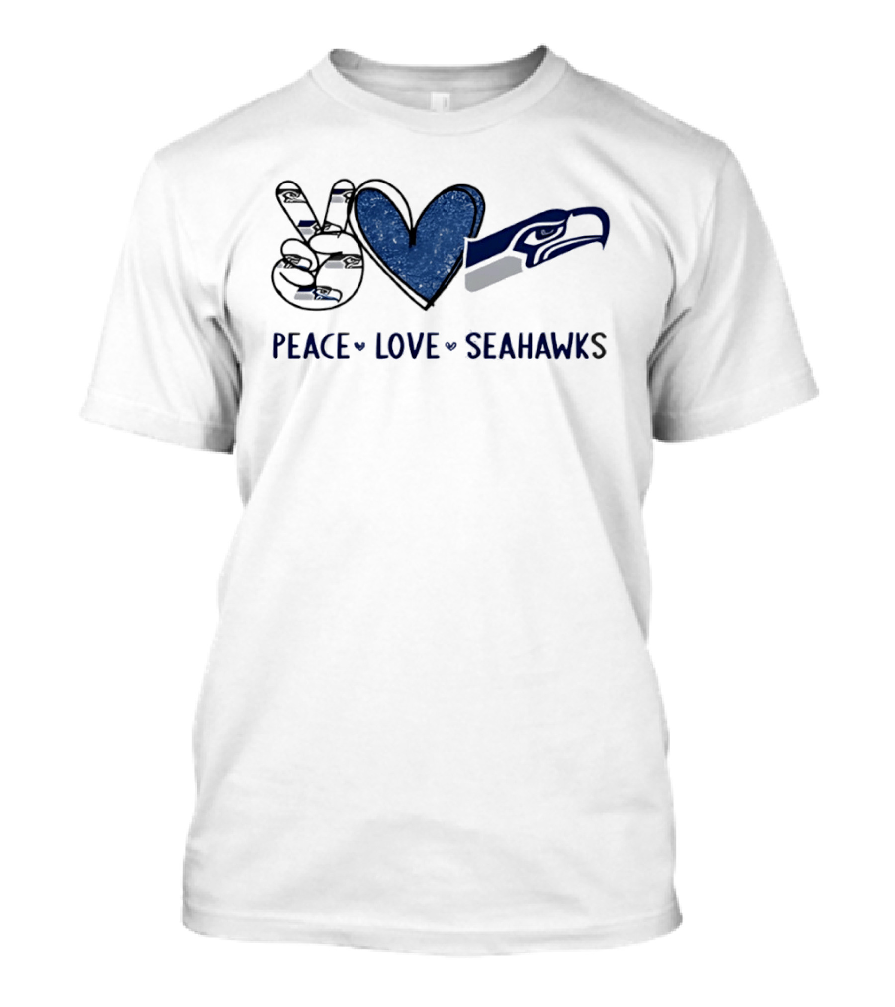Peace Love Seattle Seahawks Blue Heart T-Shirt
