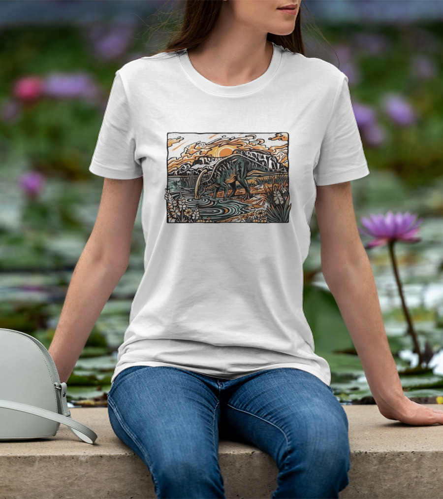 Parasaurolophus Dream In Cretaceous Landscape T-Shirt