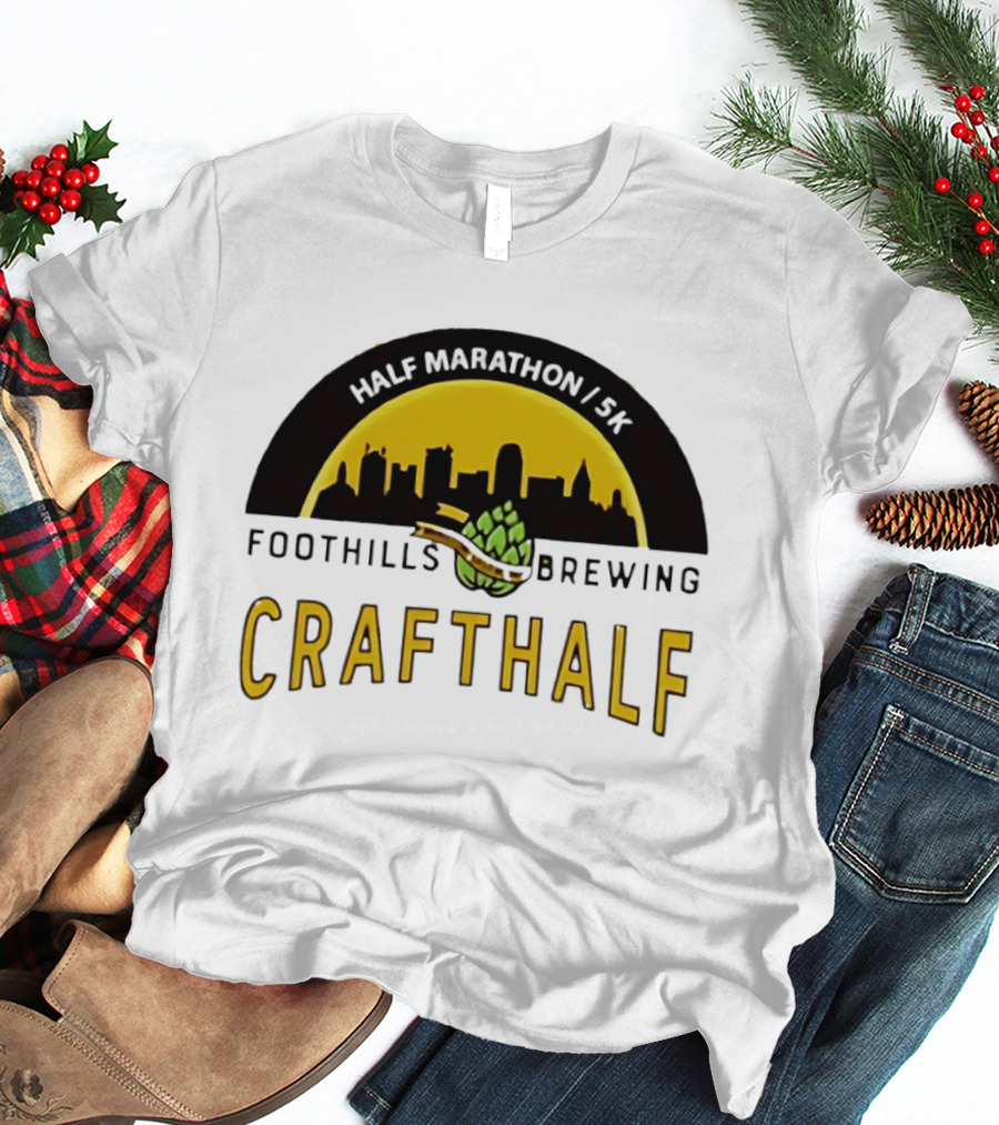 Foothills Brewing CrafHalf Half Marathon 5K City Skyline T-Shirt