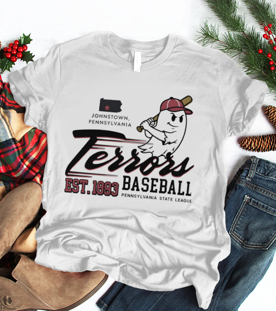 Johnstown Terrors Baseball Pennsylvania State League Est 1893 Ghost T-Shirt