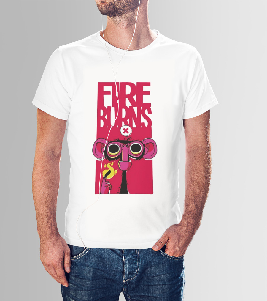 FIre Burns Monkey With Burning Hand T-Shirt