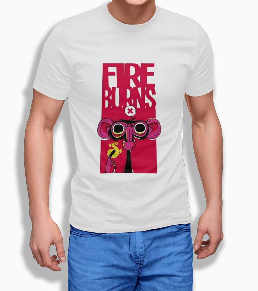 FIre Burns Monkey With Burning Hand T-Shirt