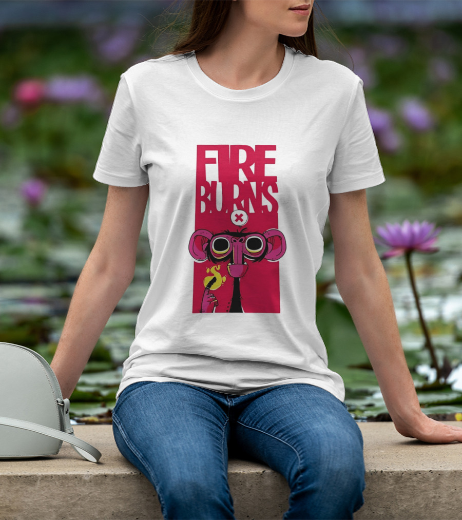 FIre Burns Monkey With Burning Hand T-Shirt
