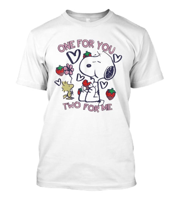 Snoopy Woodstock Strawberry Hearts One For You Two For Me T-Shirt