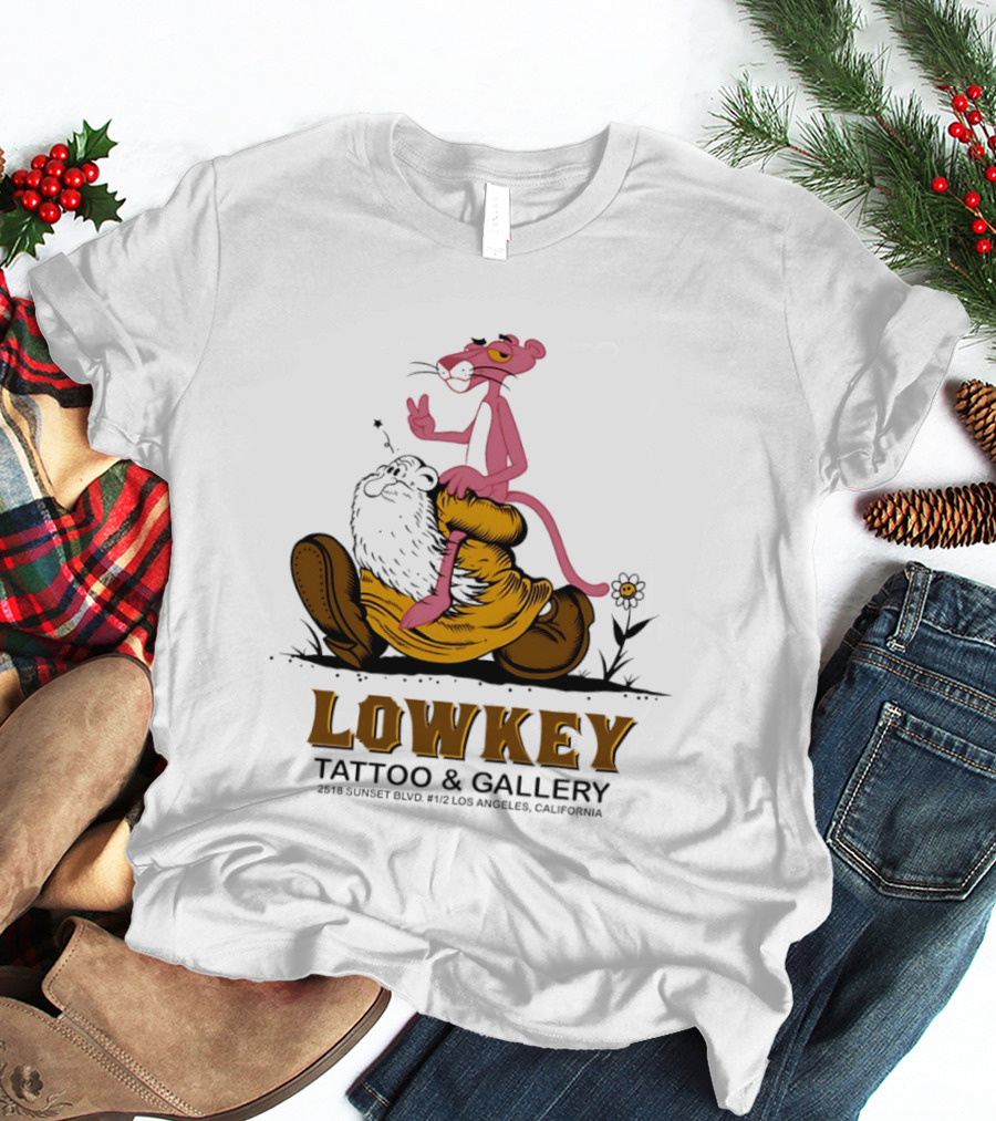 Pink Panther Lowkey Tattoo Gallery 2516 Sunset Blvd Los Angeles California T-Shirt
