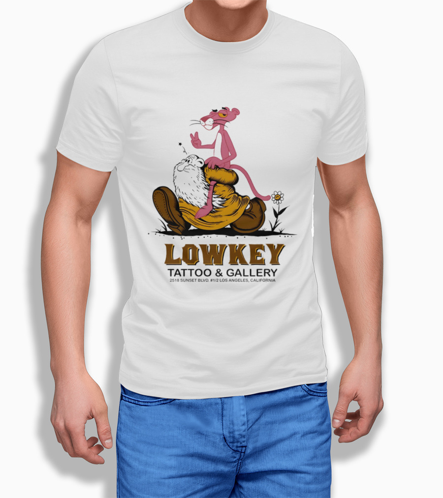 Pink Panther Lowkey Tattoo Gallery 2516 Sunset Blvd Los Angeles California T-Shirt