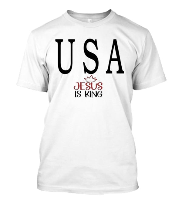 USA Jesus Is King Red Crown T-Shirt