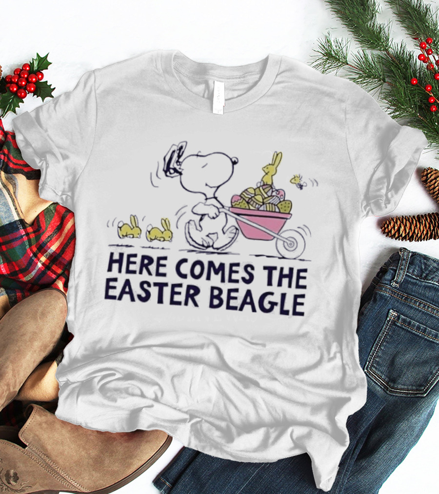 Snoopy Easter Beagle With Bunnies And Basket T-Shirt