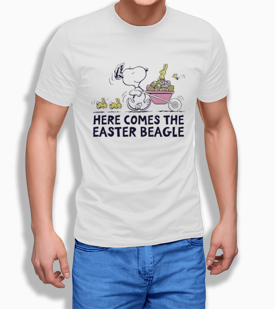 Snoopy Easter Beagle With Bunnies And Basket T-Shirt
