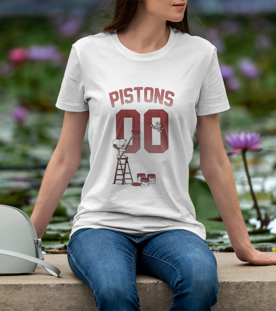 Detroit Pistons Snoopy Shut Up And Dribble 00 Basketball Collaboration T-Shirt