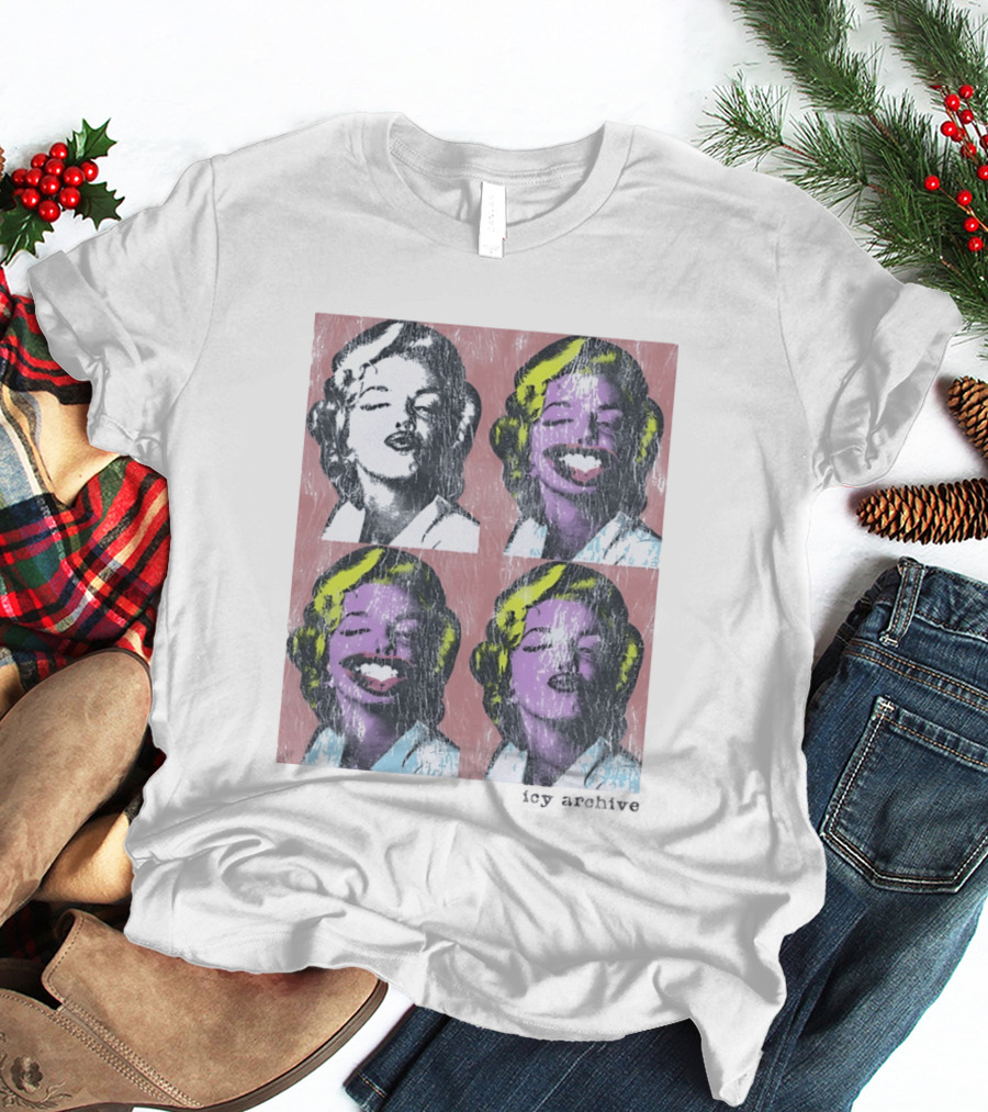 Marilyn Monroe Face Pop Art Style Vintage Grid Warhol Influence T-Shirt