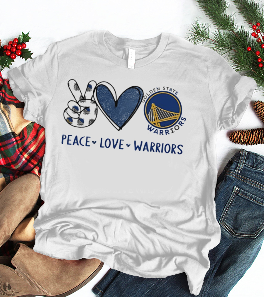 Golden State Warriors Peace Love Warriors Bridge T-Shirt