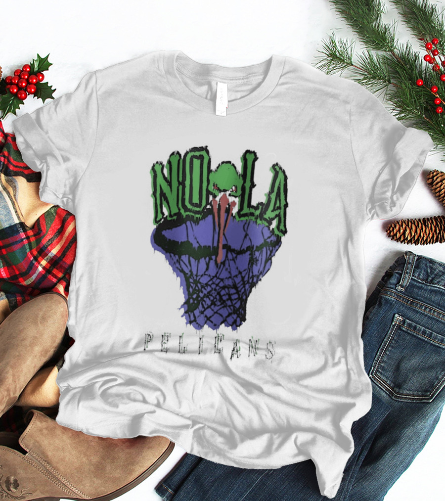 NOLA New Orleans Pelicans Basketball Hoop T-Shirt