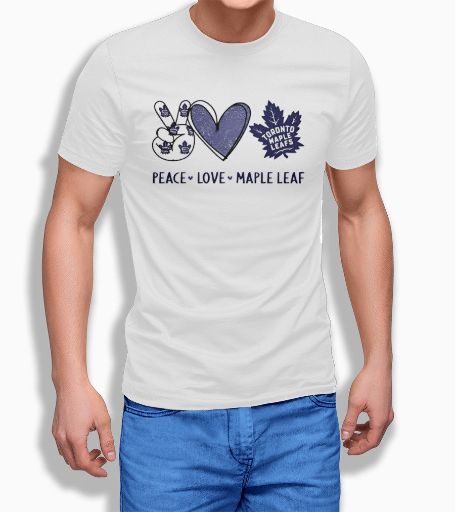 Peace Love Toronto Maple Leafs Hockey Team Hands Sign Maple Leaf T-Shirt