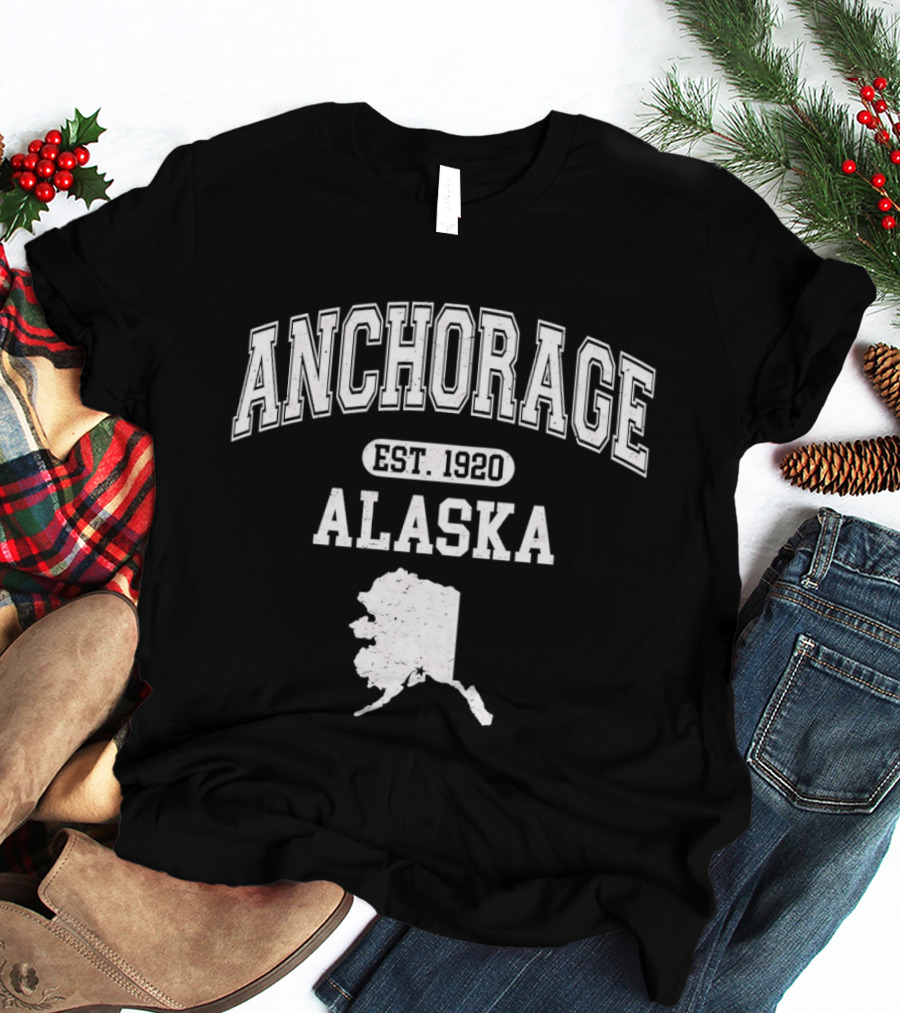 Anchorage Alaska Est 1920 Map Varsity T-Shirt