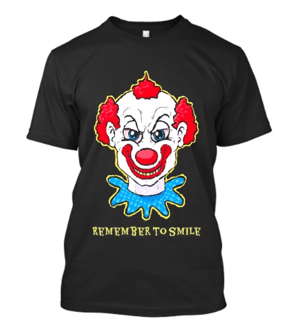 Evil Clown Remember To Smile Creepy Red White Blue T-Shirt
