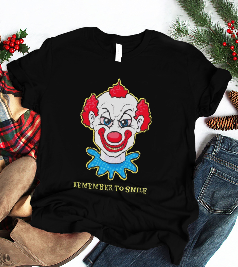 Evil Clown Remember To Smile Creepy Red White Blue T-Shirt