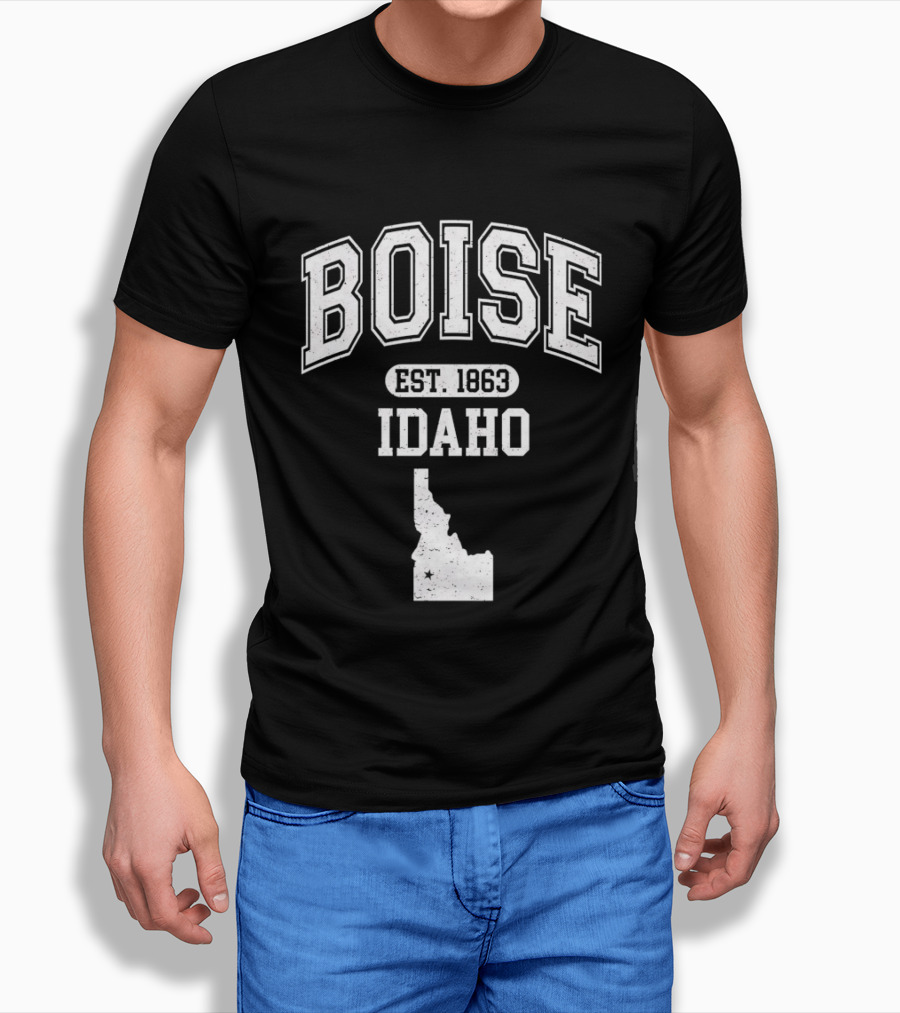 Boise Idaho Est 1863 Varsity Map T-Shirt