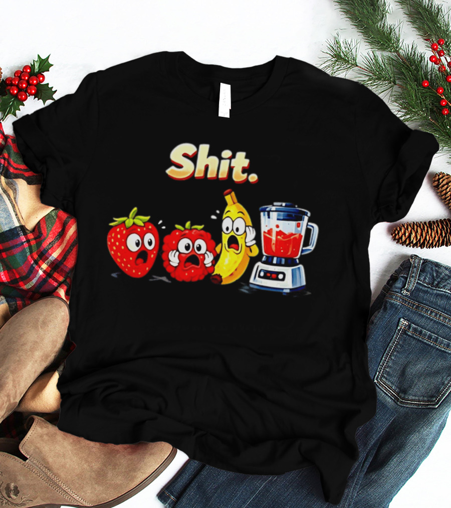 Panic Fruit Characters Blender Humor Smoothie Shit T-Shirt