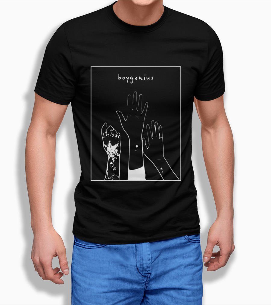 Boygenius Three Raised Hands White Line T-Shirt